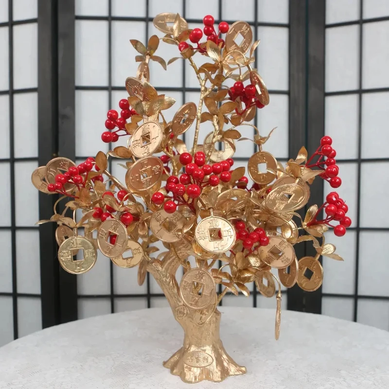 吉祥树红果工艺摆件中式高档简约创意家用摆设客厅婚庆结婚新年