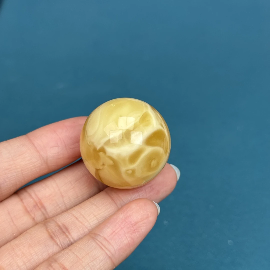 A1369天然原矿蜜蜡圆珠27.7mm抖音基地质检发货