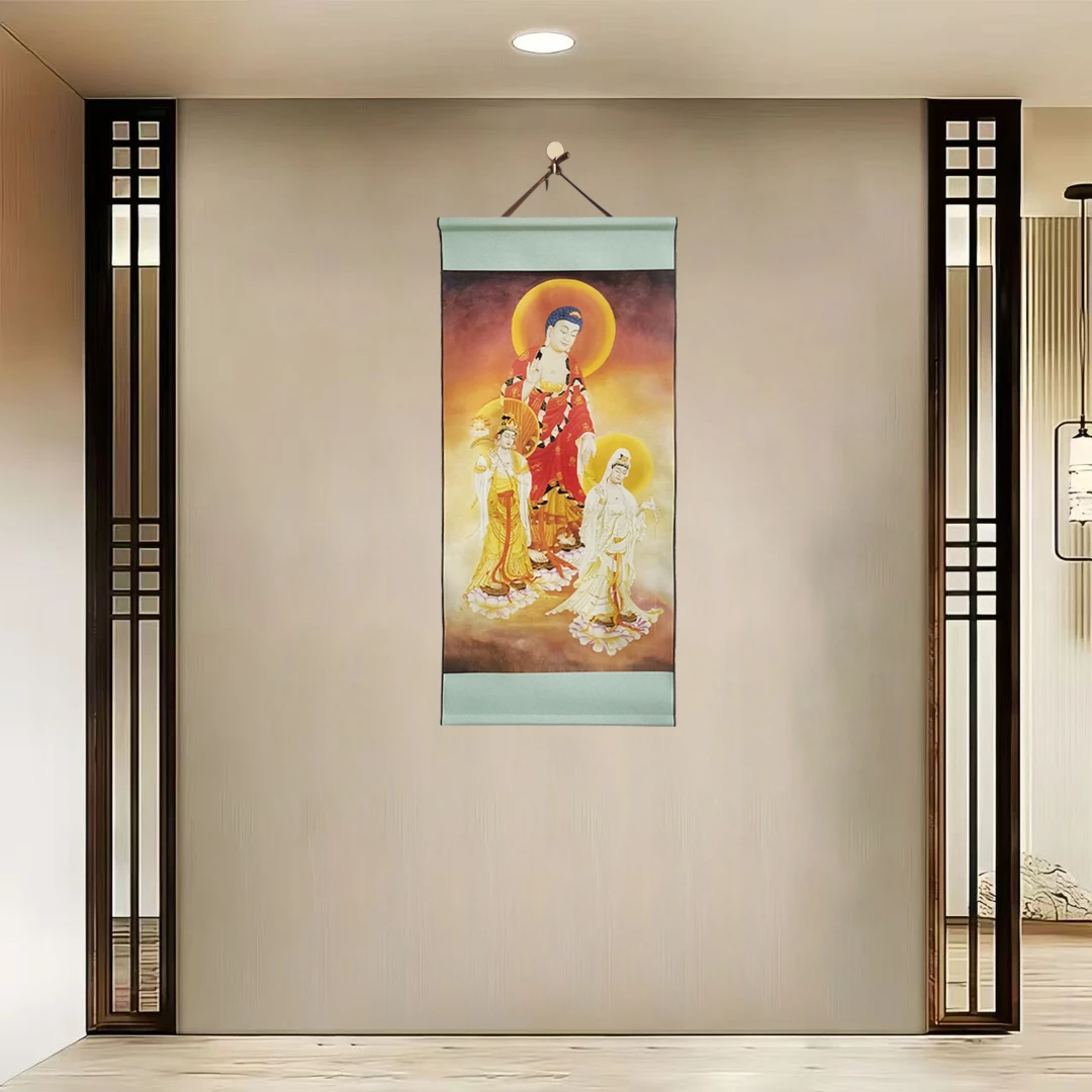 {40-102西方三圣}净尺寸40x85cm现代简约挂轴装饰画办公室家居装