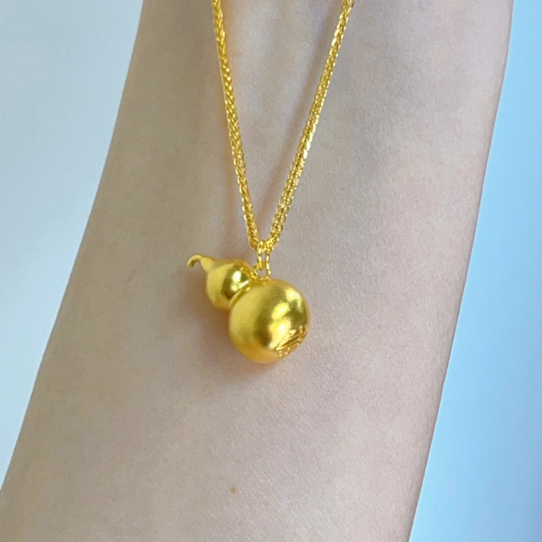 链子足银 足银项链轻奢锁骨链吊坠古法葫芦套链