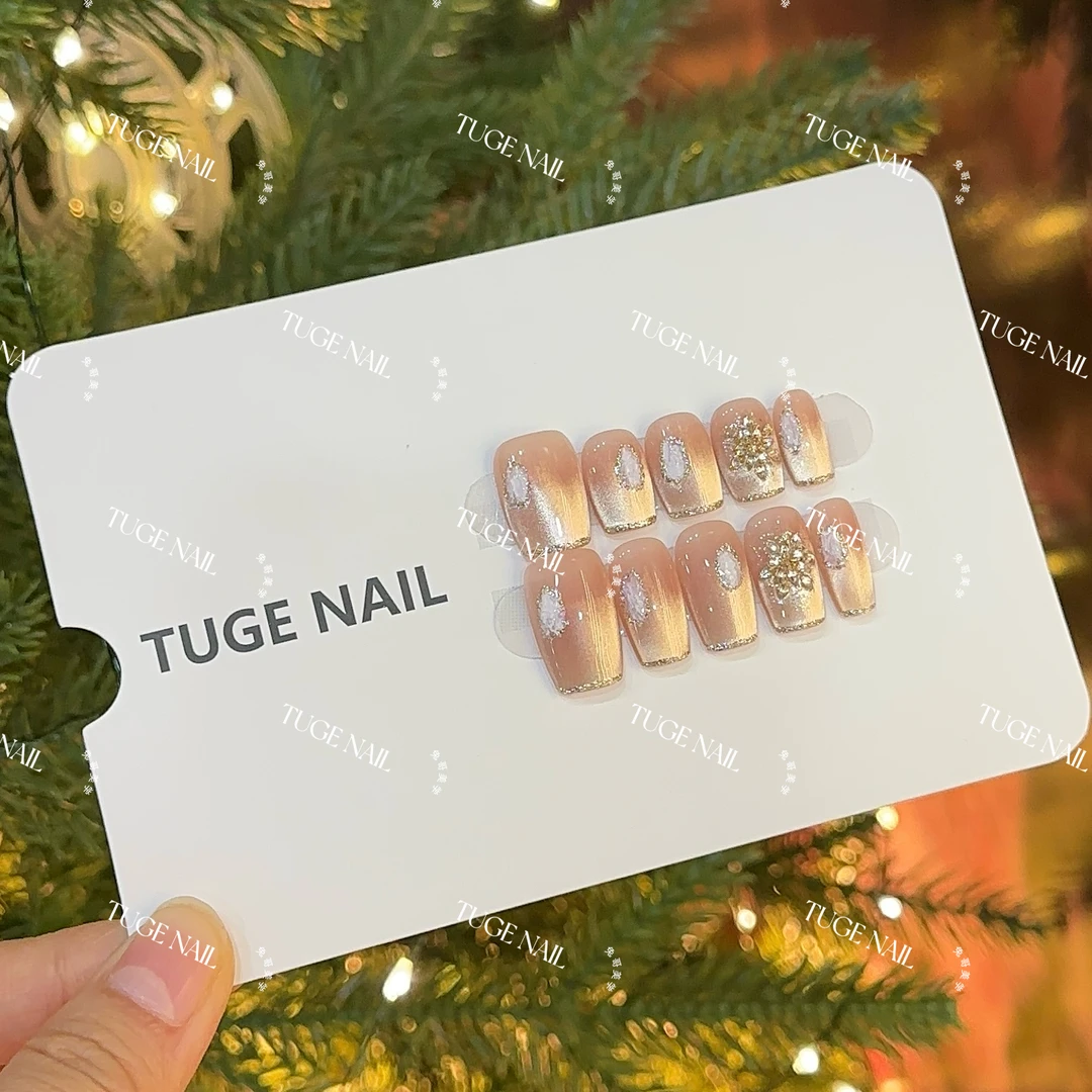 TugeNail“白皮诗"秋冬显白法式美甲建构显瘦雪花穿戴甲TGY116