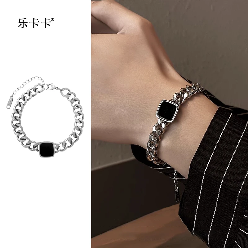 钛钢手链 男生小众古巴手饰潮牌饰品手链男高级感男首饰简单大方