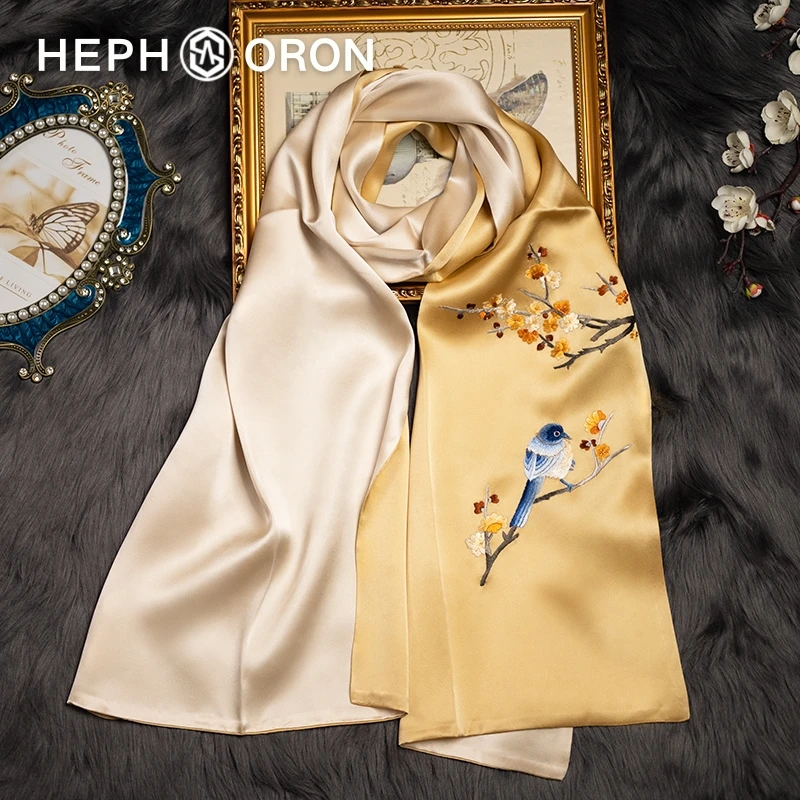 非遗苏绣丝巾礼盒送妈妈高端手工刺绣百搭高级感桑蚕丝真丝围巾