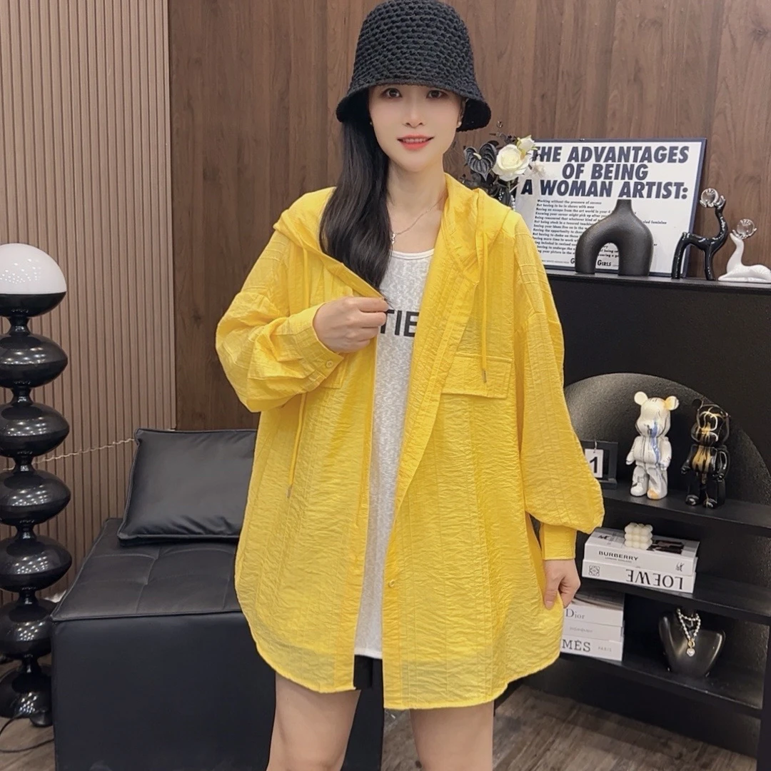 【SS】3202款宽松薄款连帽外套女士夏季轻薄透气衫中长款空调开衫