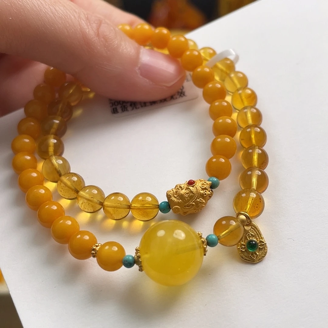 蜜蜡未镶嵌手链绕手两圈