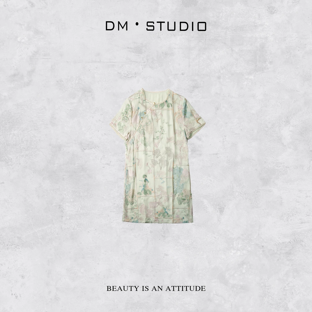 DEDM•STUDIO/小众新中式100%桑蚕丝重工刺绣连衣裙2504LYQ/21545