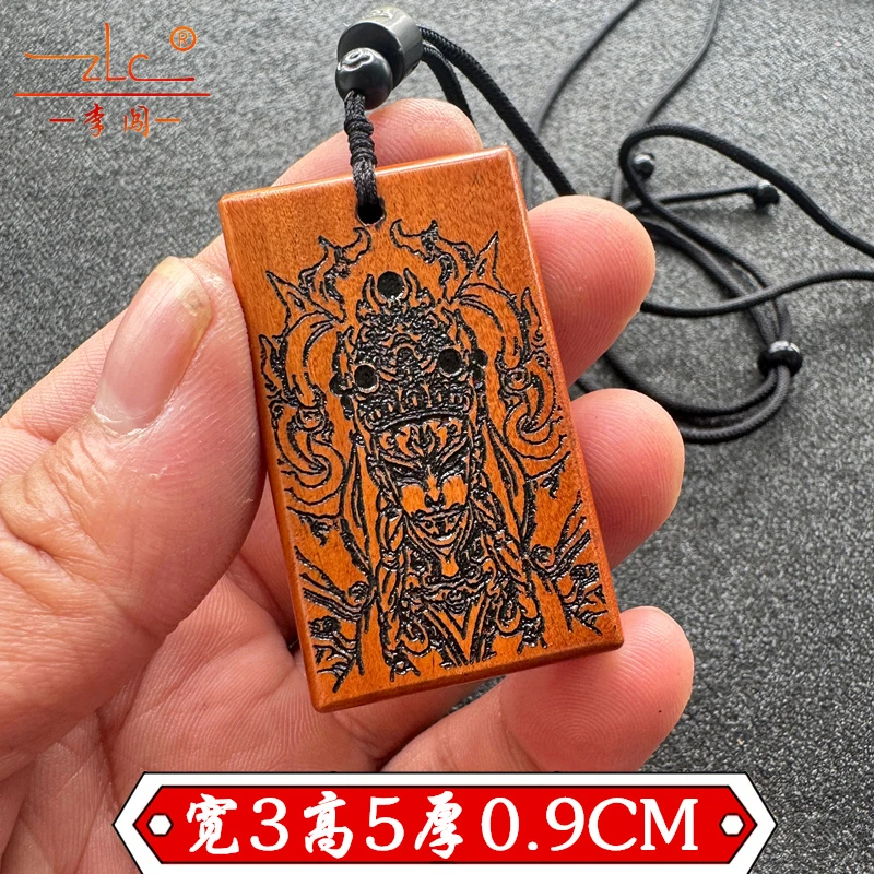 非金属木质吊坠 桃木雕刻红色白鹤童子黑色官将首男女士个性吊坠