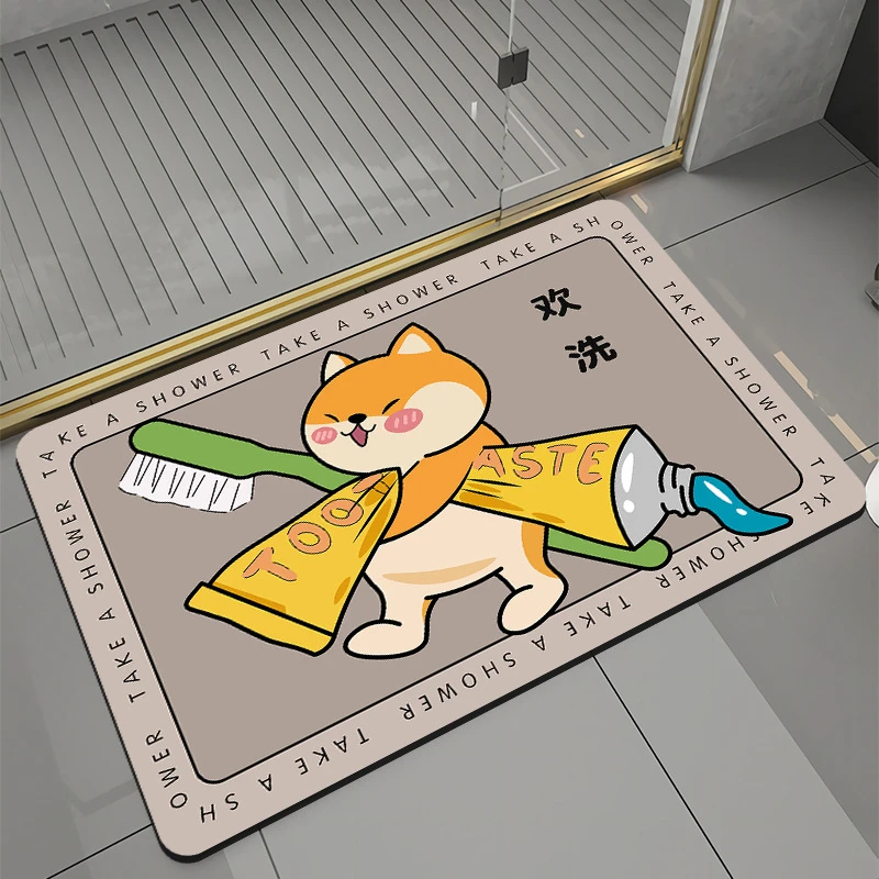 浴室吸水硅藻泥地垫 卡通可爱厨房 硅藻土厕所入户脚垫可家用垫子