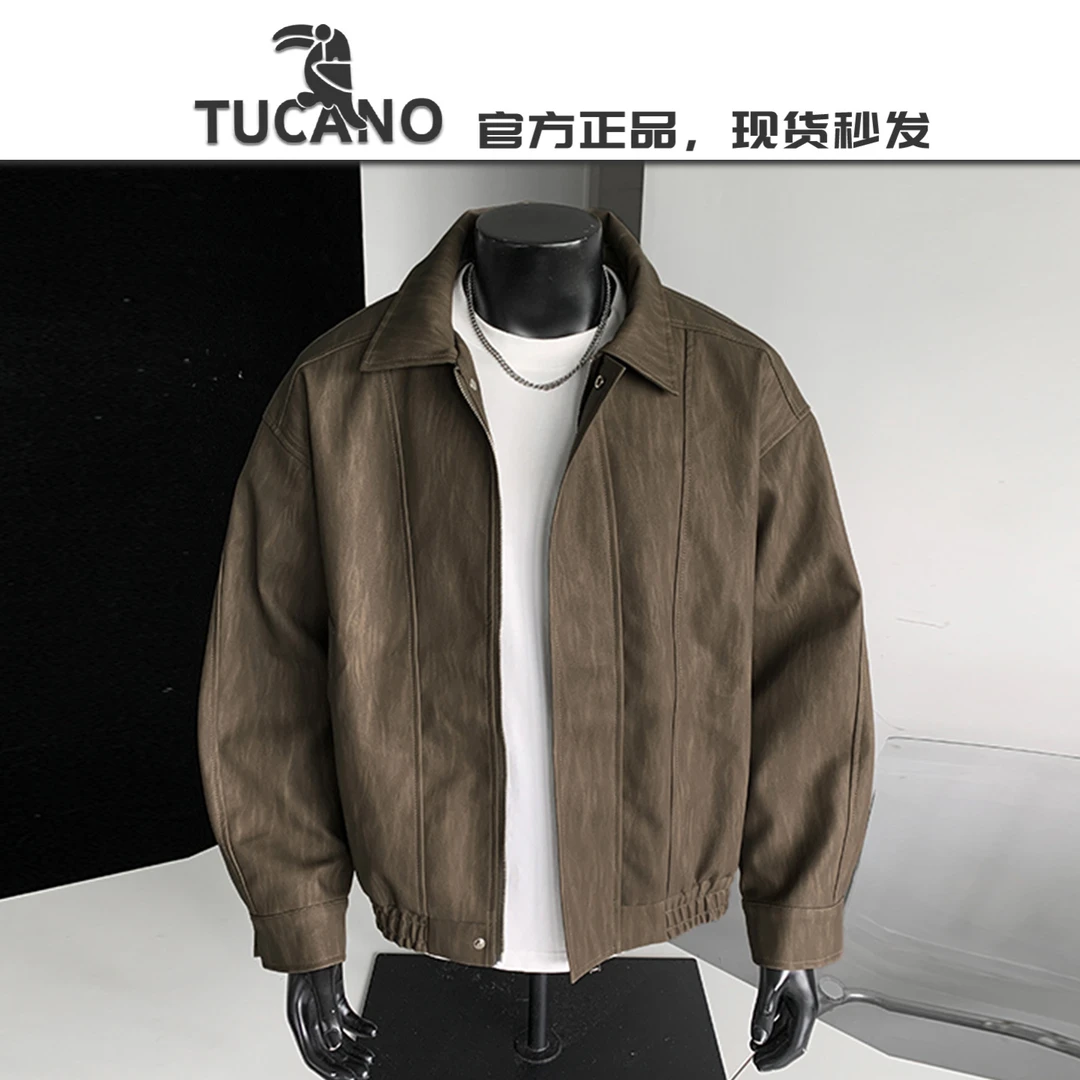 啄木鸟【官方】2025新款美式复古男式翻领夹克外套正肩扎染设计感