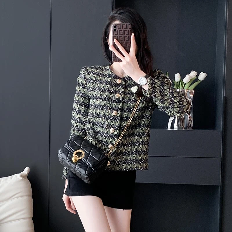 秋冬小香风气质女短款条纹短外套秋季法式春秋复古粗花呢时尚百搭