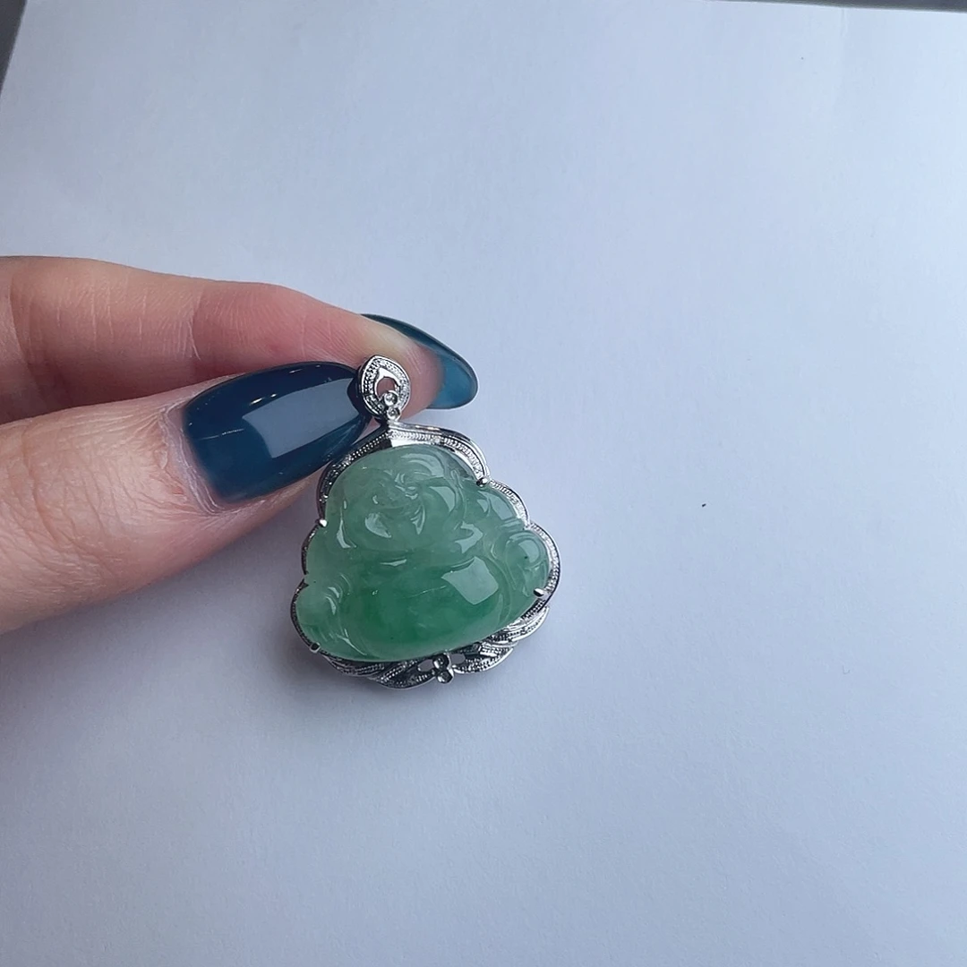 翡翠18K金镶嵌颈饰佛公M