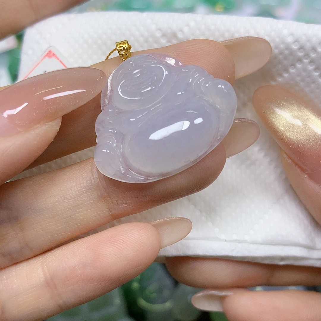颈饰18K金镶嵌翡翠挂件