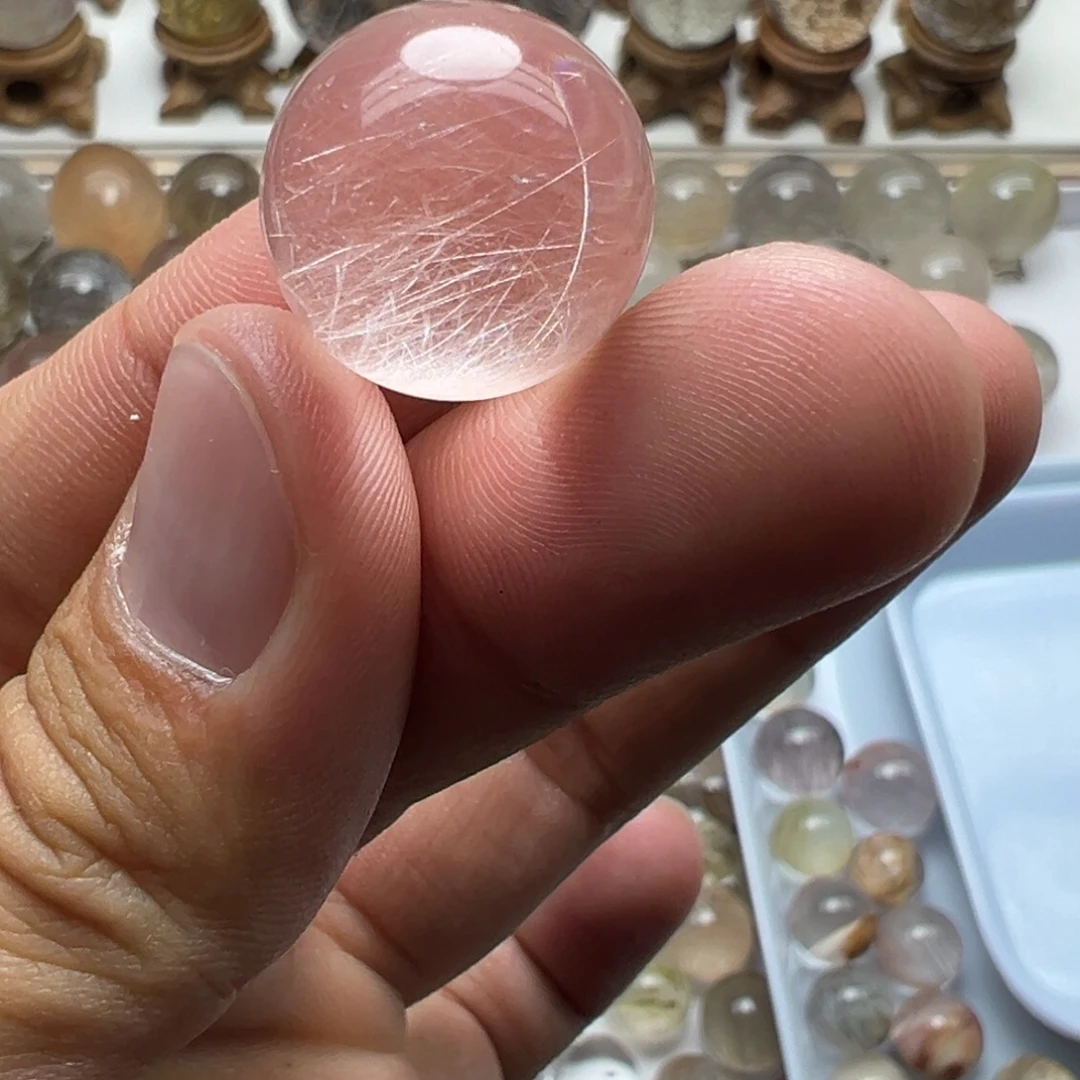 半***吃珠宝半成品未镶嵌水晶兔毛球