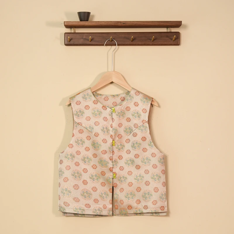 【1023惊鸿马甲】桑蚕丝宋锦气质国风中式百搭马甲