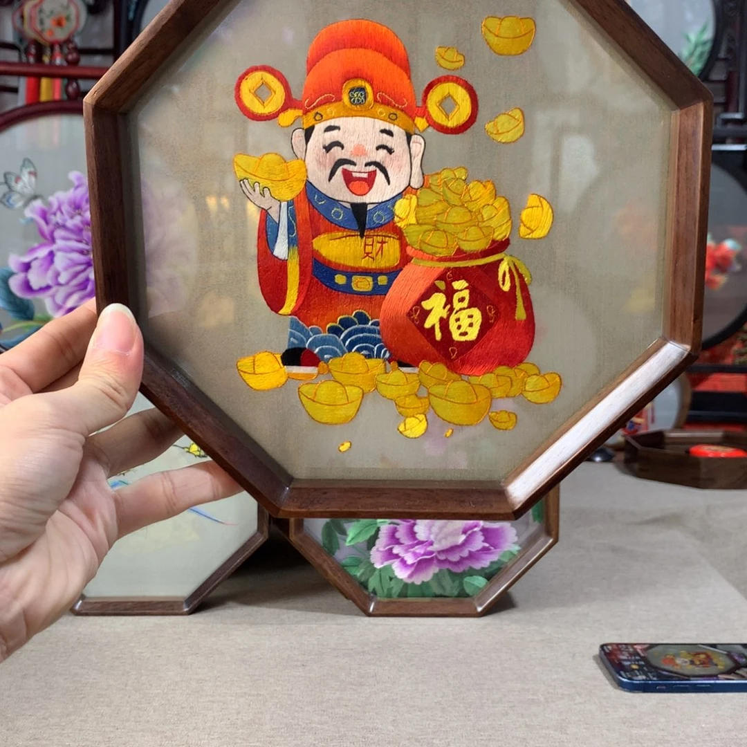 木精品苏绣实木摆件