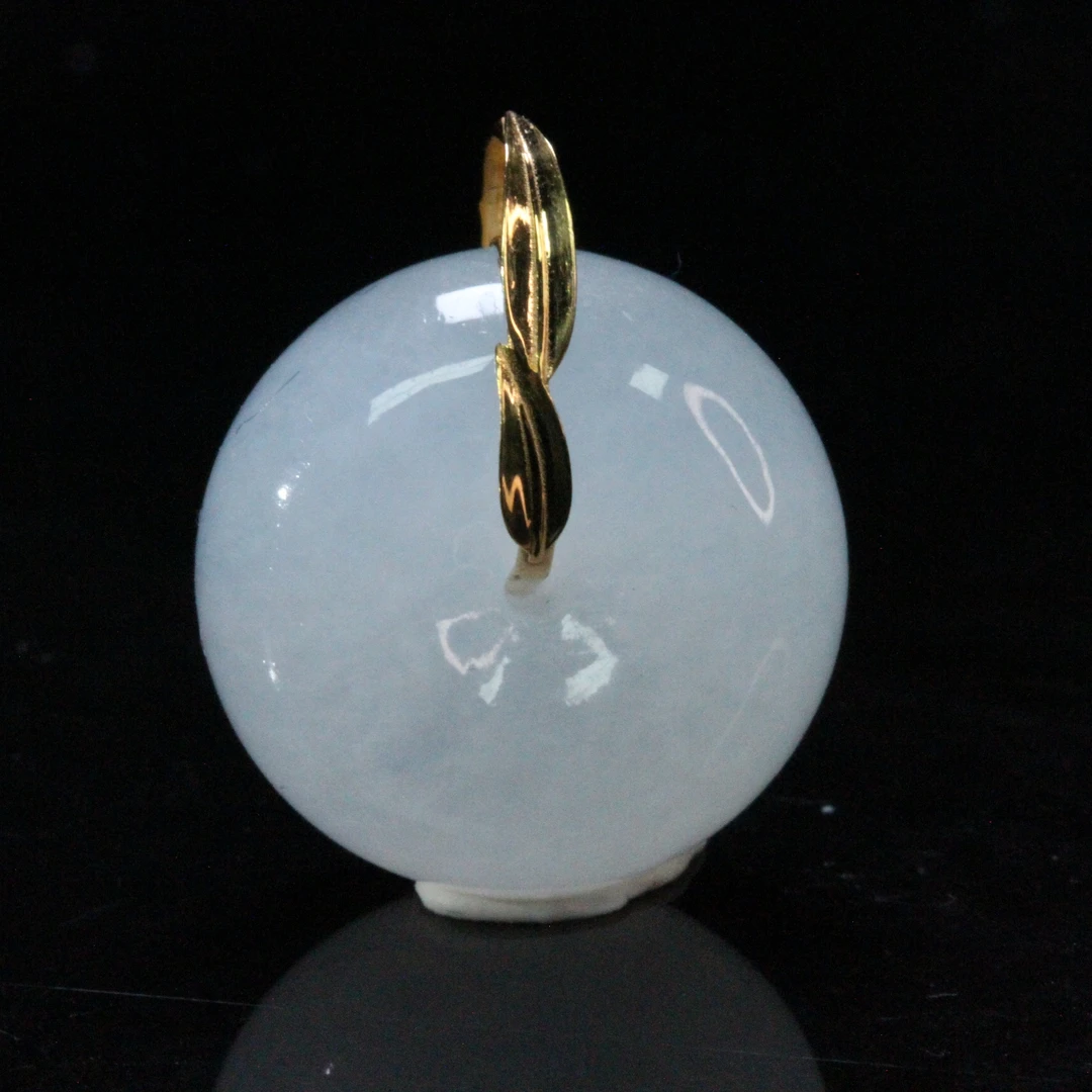 天然缅甸翡翠A货18K金镶平安喜乐平安扣吊坠/1225262/拍卖