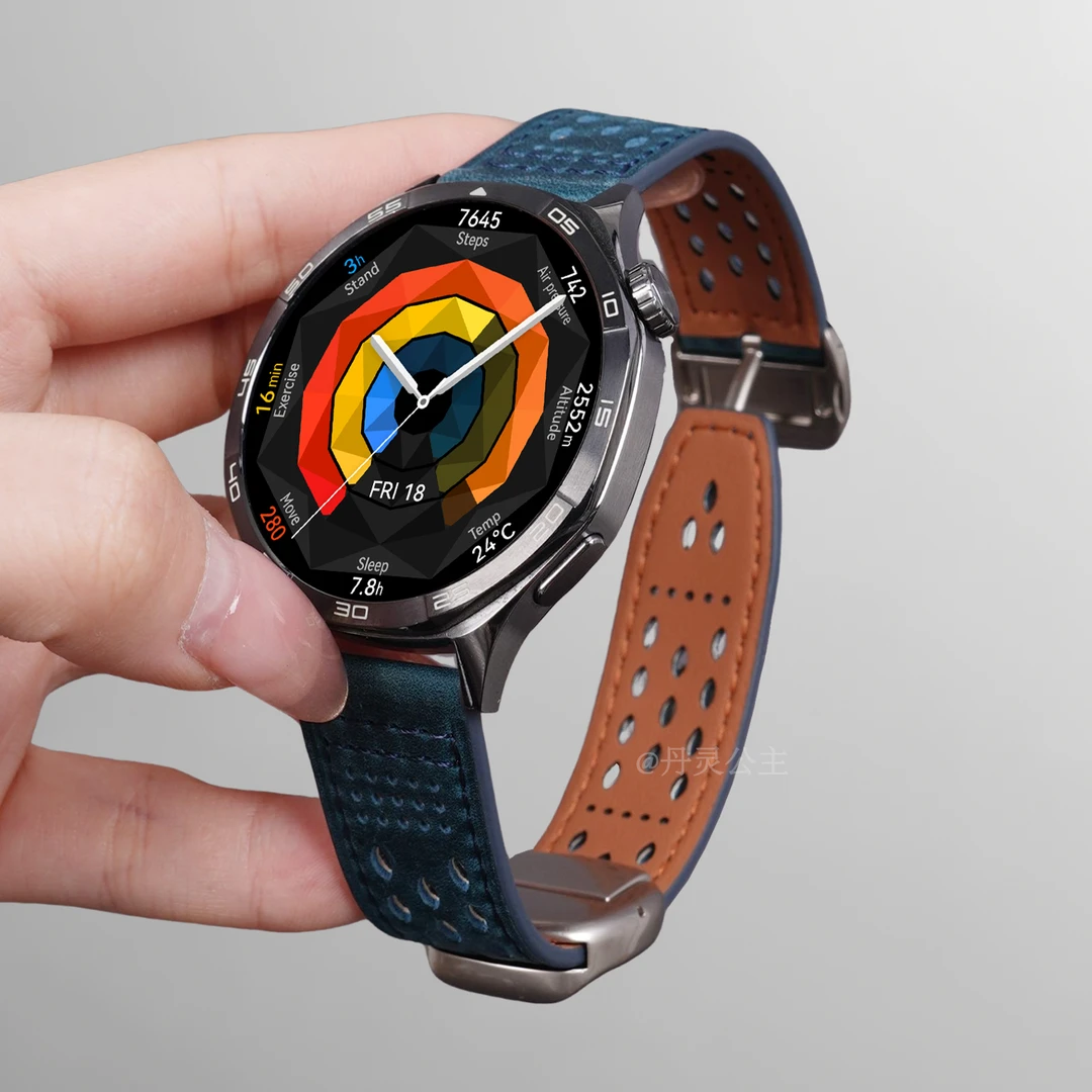 丹灵公主适用华为GT5手表gt4表带watch5/4新款磁吸扣GT5pro真皮男