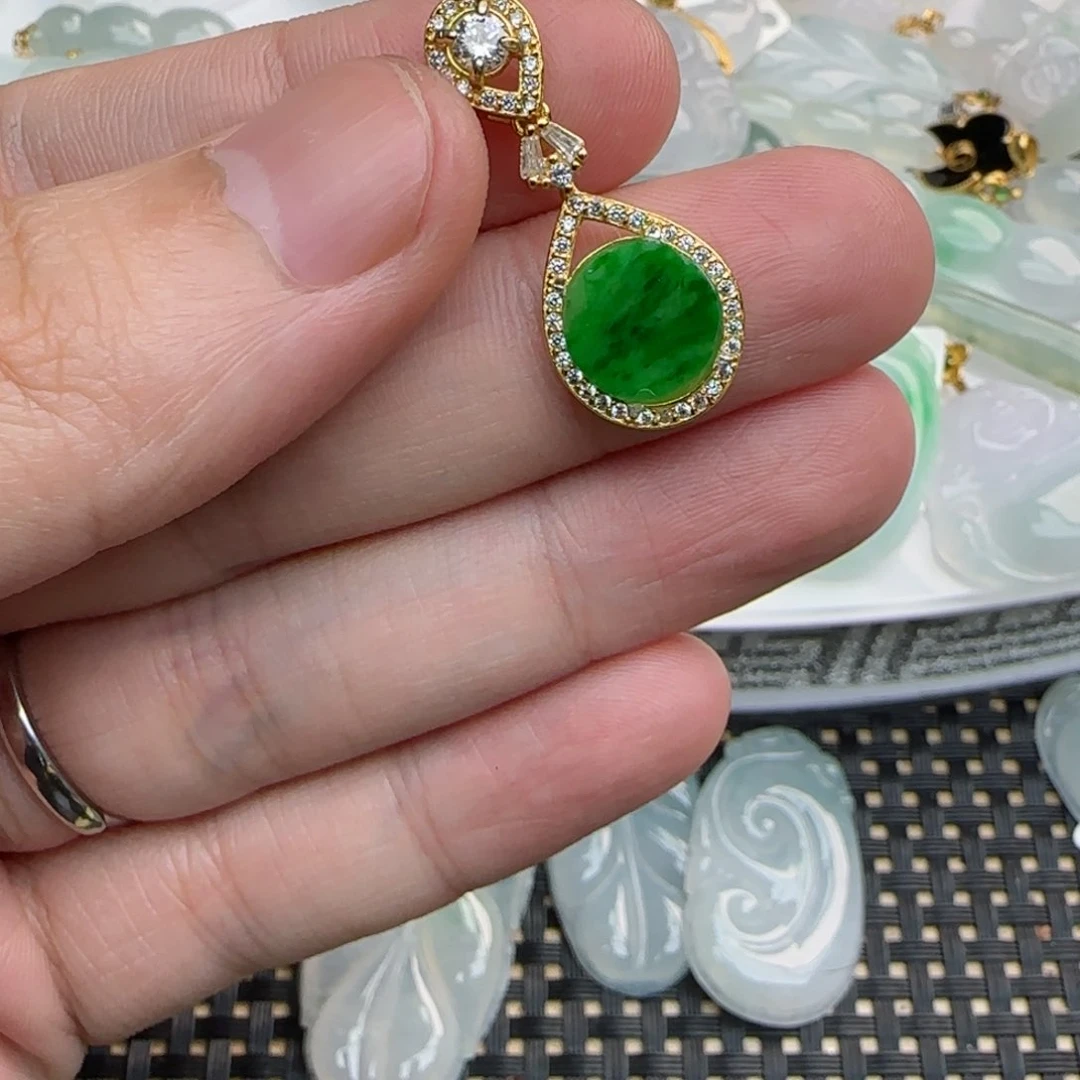 【闪购商品】翡翠吊坠(不含链)未镶嵌银镶绿无