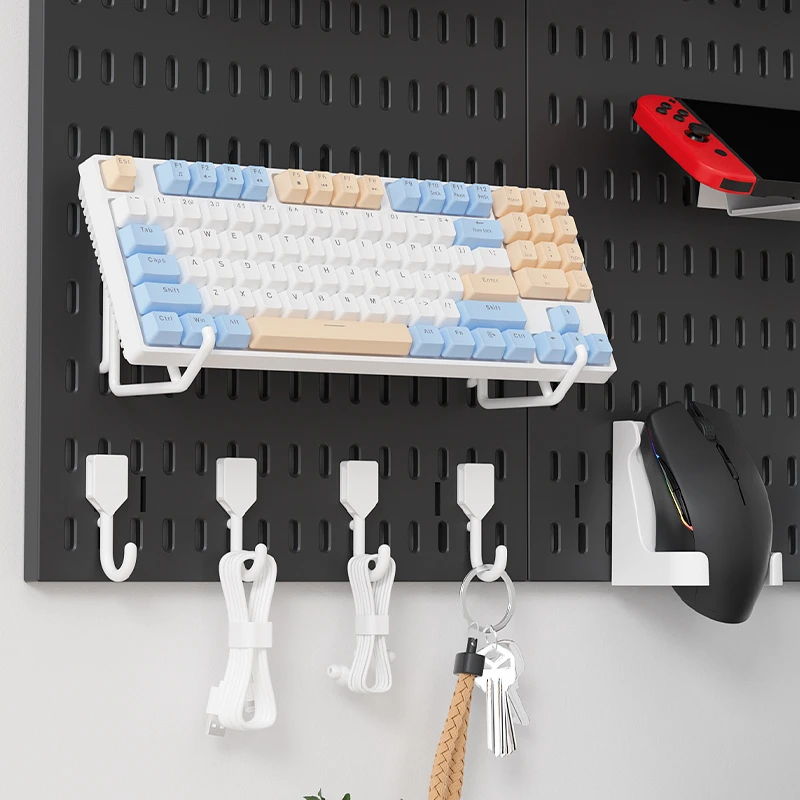 电竞墙上洞洞板配件免打孔隔板置物架书房电脑桌装饰书桌收纳架子