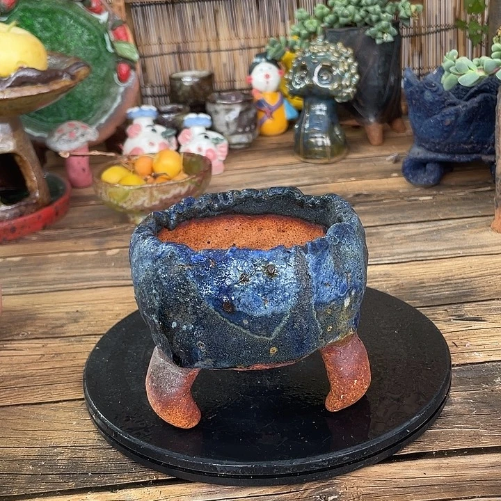 手工粗陶透气花盆