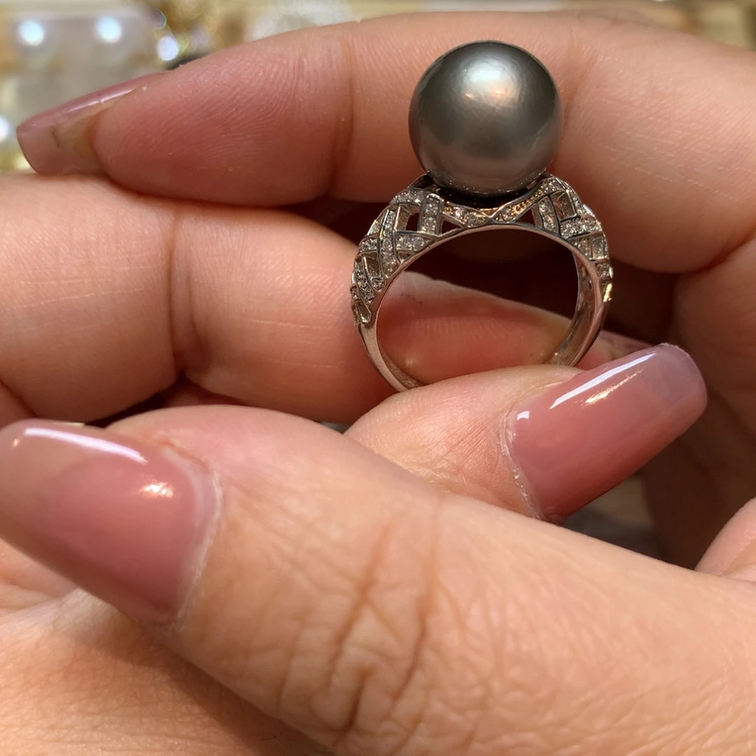 海水珍珠戒指银S925镶嵌