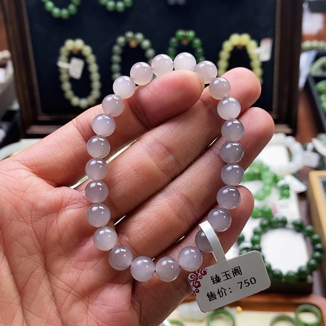 手串未镶嵌和田玉烟紫8