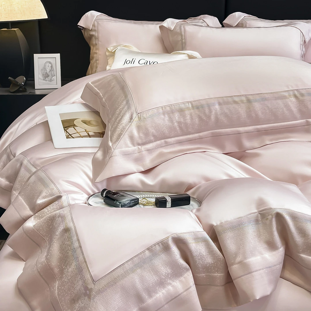 轻奢A类长绒棉纯棉四件套全棉刺绣被套裸睡床单简约高级床上用品