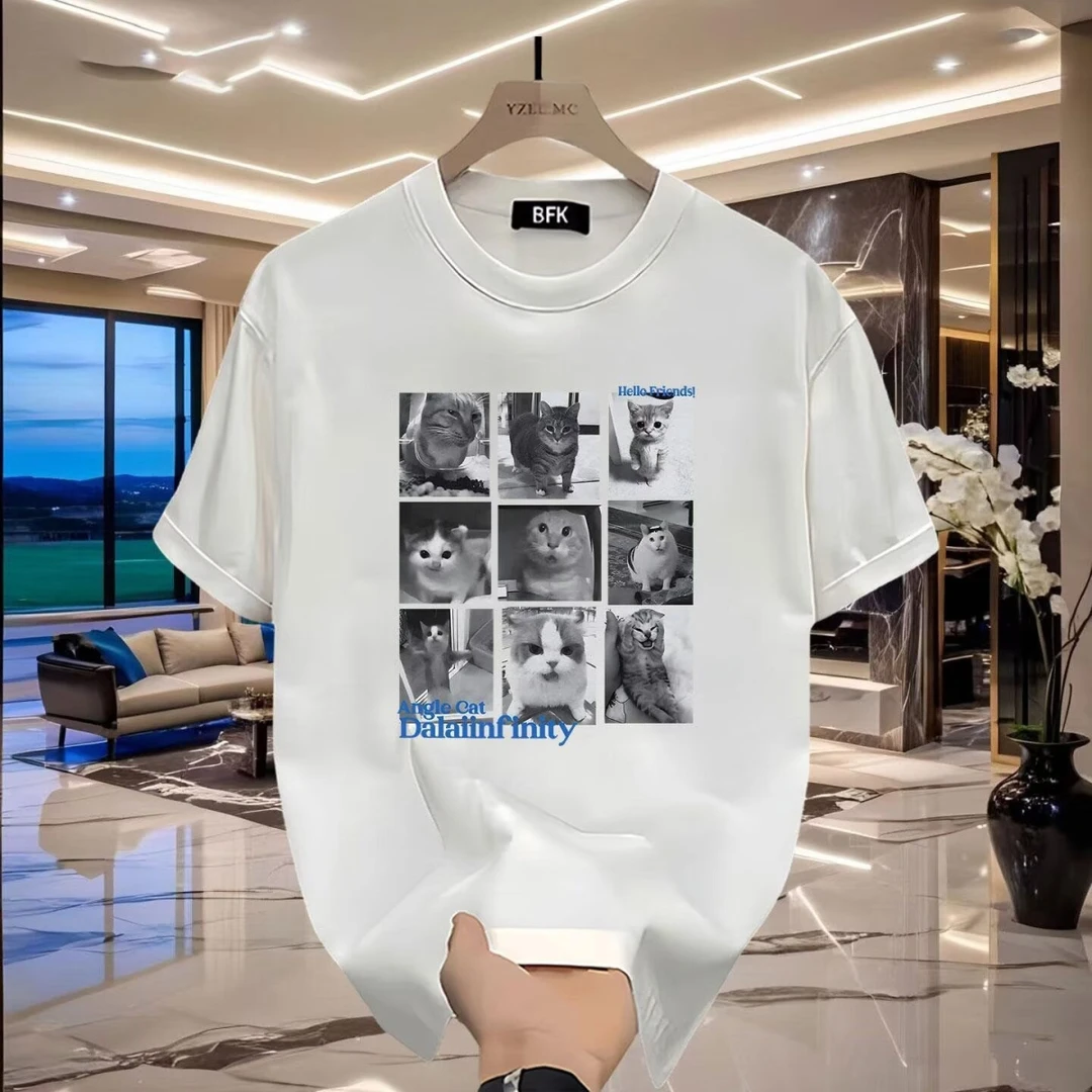 时尚春夏新款男士高级潮牌短袖帅气青年品质轻奢纯棉T恤半袖上衣