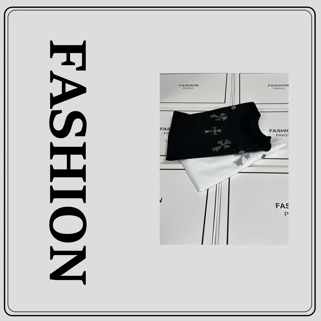 25号链接-（烫钻十字架）男女同款简约重磅情侣百搭休闲T恤