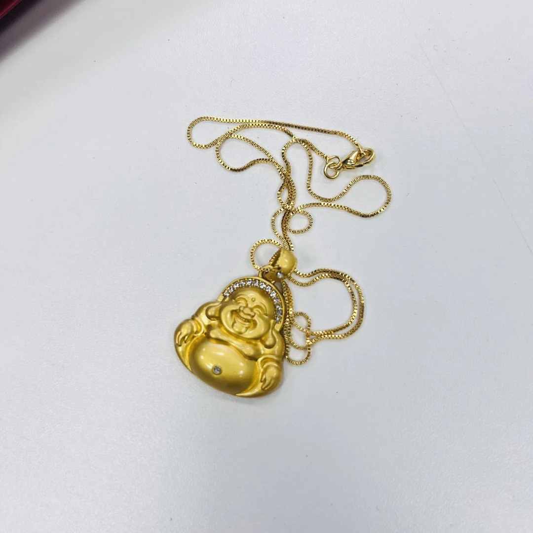 铜合金吊坠 轻奢微笑点钻弥勒佛笑佛设计大肚佛吊坠项链