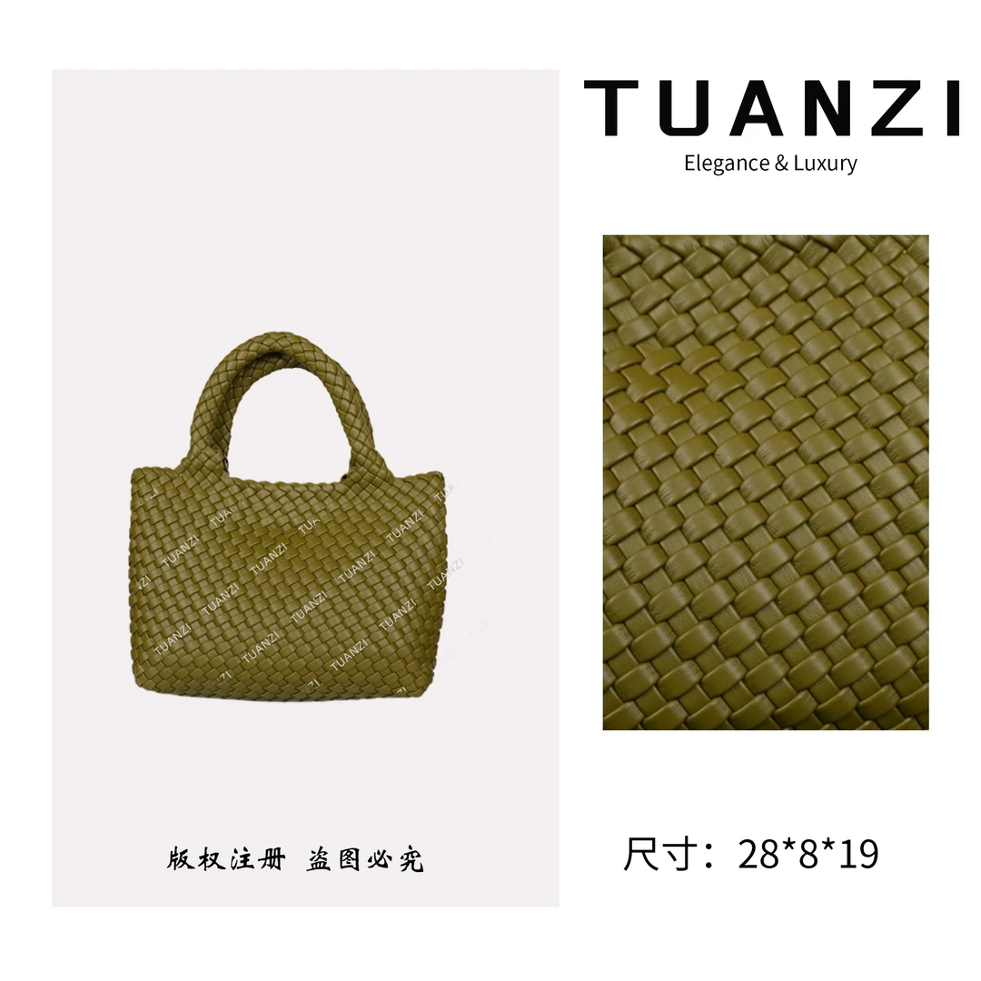 TAUNZI『高端玩家』新款28cm手工编织手提女包 XKY-2018-橄榄绿