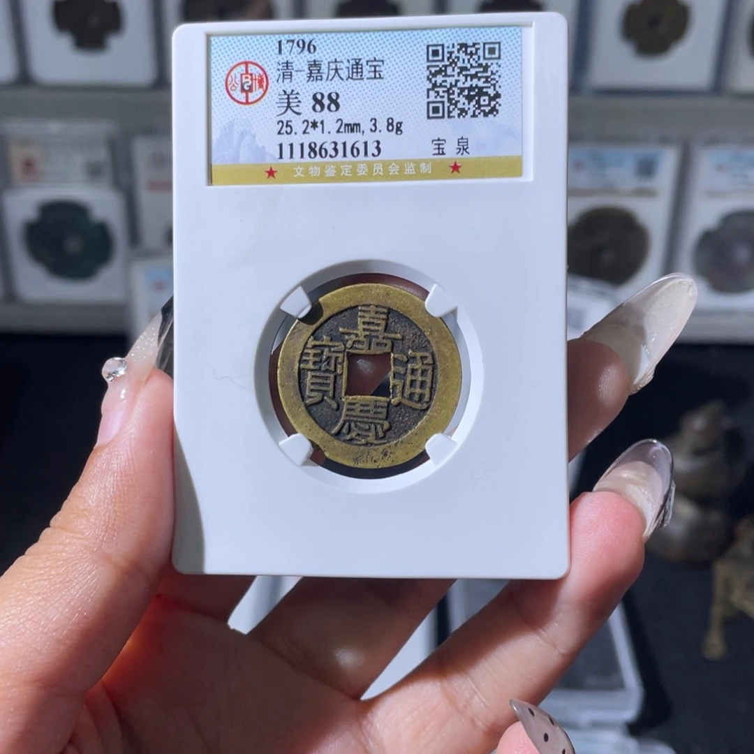 铜夏夏，嘉庆通宝，评级码1613