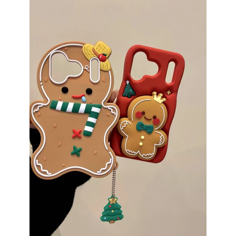 卡通可爱草帽皇冠姜饼人支架适用iphone17promax苹果16手机壳硅胶