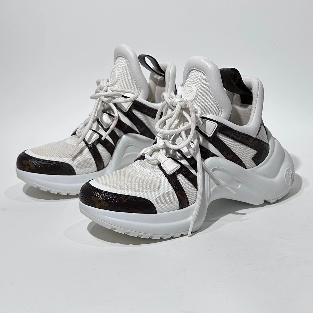 95新 LouisVuitton/路易威登  36码 白老花老爹鞋 网面/ML01347