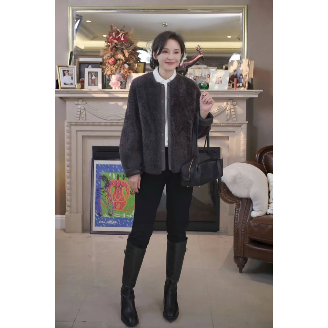 我是摩羯黑标 LACON拉贡羊羔毛外套西班牙进口皮毛一体秋冬大衣