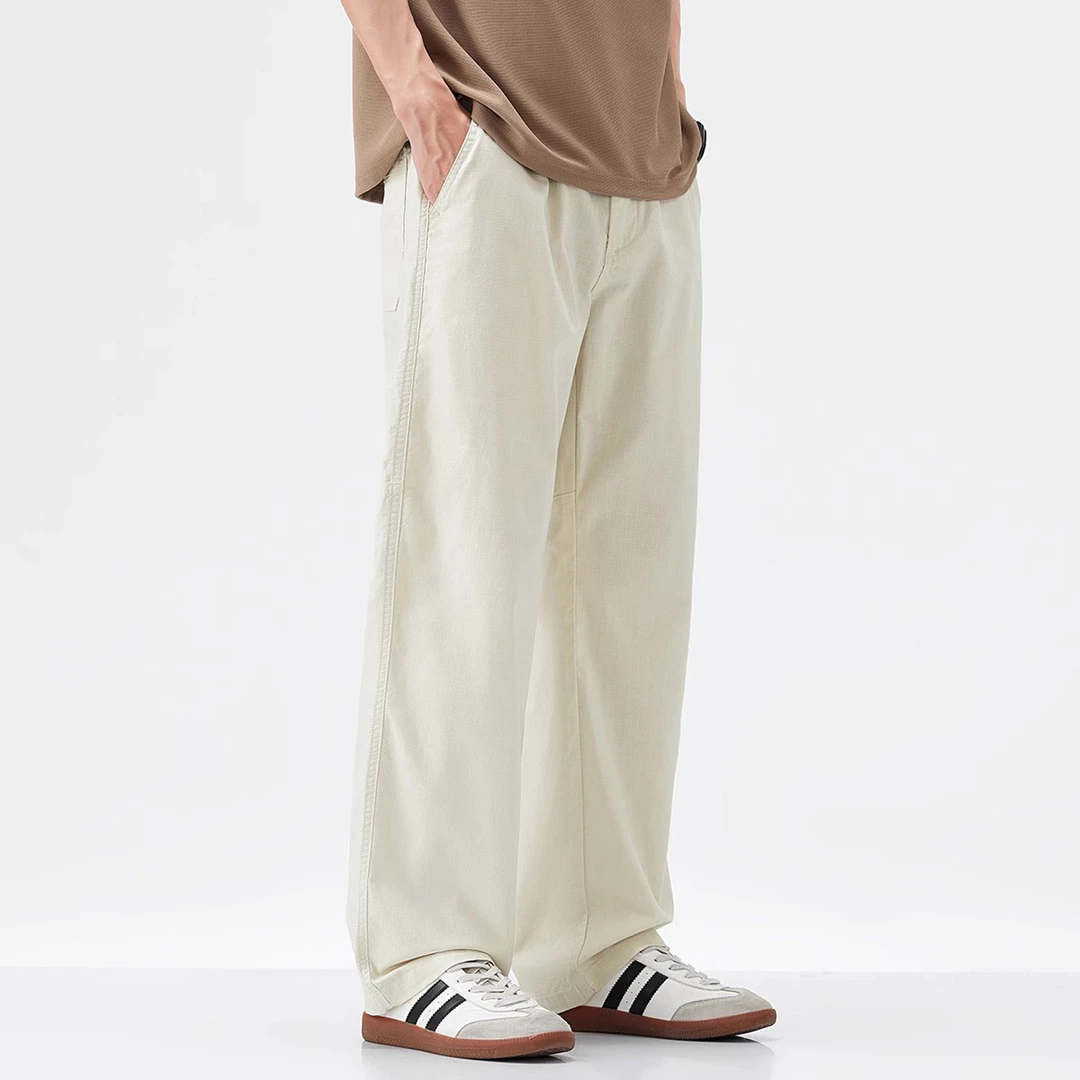 Cebrodz纯色直筒休闲裤子男款夏季百搭新款宽松时尚拼接垂顺长裤