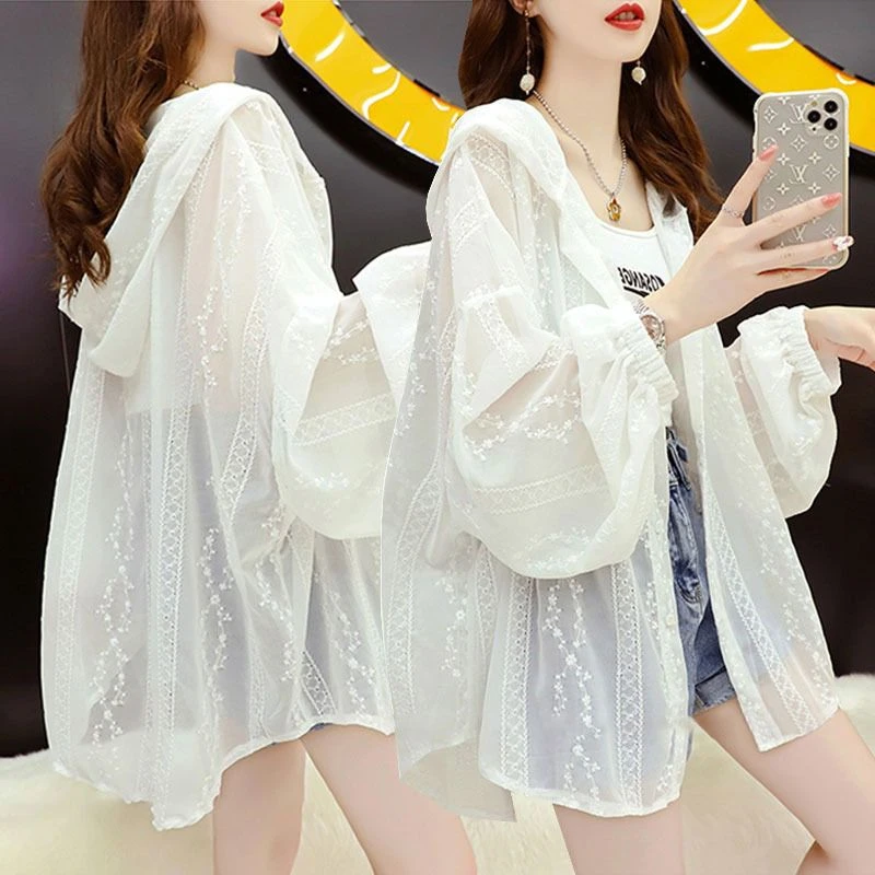 中长款薄款透气冰丝防晒衣女夏季2025新款宽松大码防晒服开衫外套