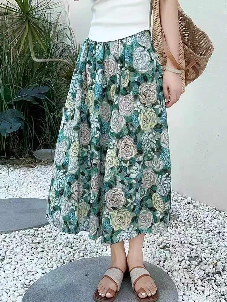 上海陈姐服饰夏季新款花朵图案半身裙
