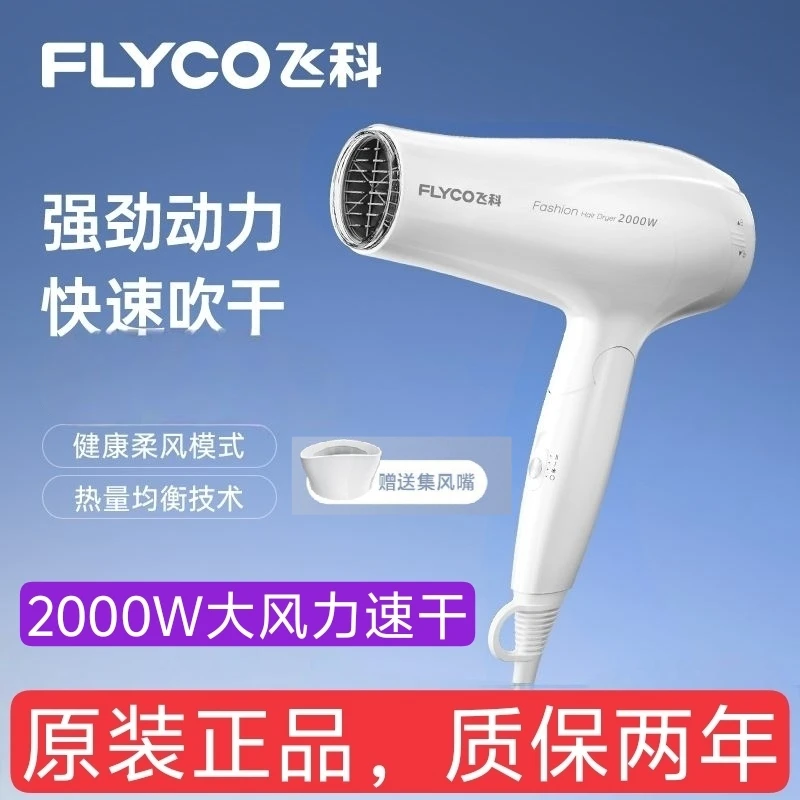 飞科吹风机家用可折叠大风力大功率2000W护发酒店发廊电吹风速干