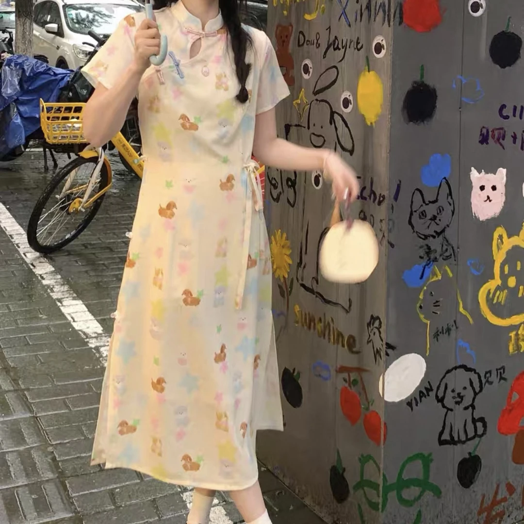 【茄子专属】日常旗袍连衣裙2024新款女夏季设计感别致漂亮裙子