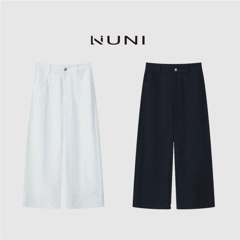 LINUNI“时髦博物馆”25夏日满绣花宽松休闲轻薄防晒百搭裤