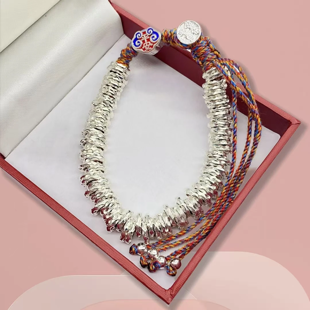 095古法盘缠平安喜乐手工编织钱串子手绳可调节