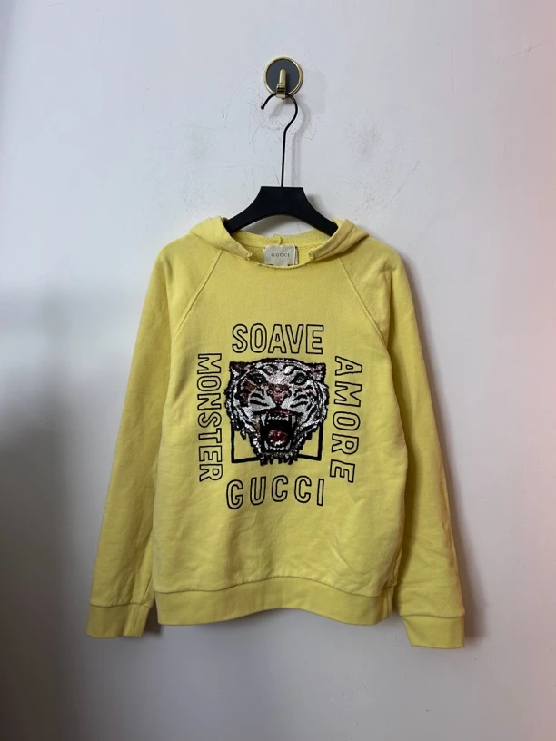 95新 GUCCI/古驰 古驰黄色连帽卫衣95新