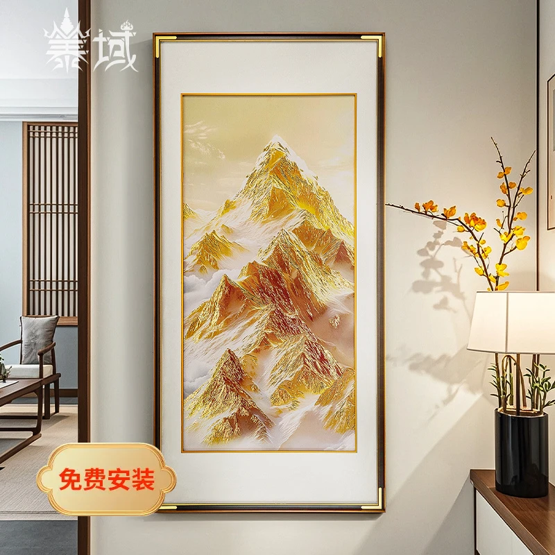 泰域《日照金山》铜雕画 书房山水玄关挂画 客厅墙壁装饰画B2-699