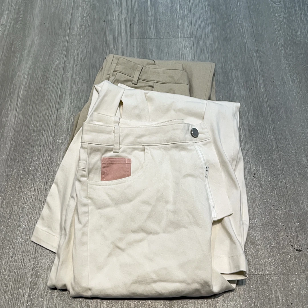 拼色小口袋直筒宽松休闲裤（瑕疵品）-果梓05