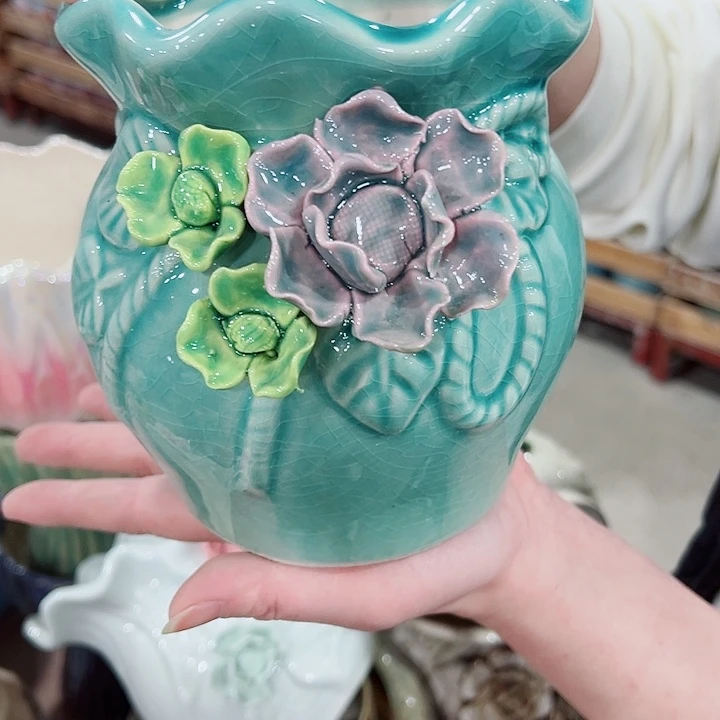 有孔，凑单福利满10元发货陶瓷多肉花盆！