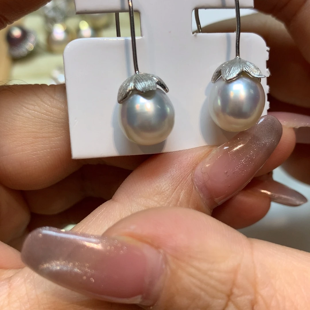 海水珍珠耳饰银S925镶嵌
