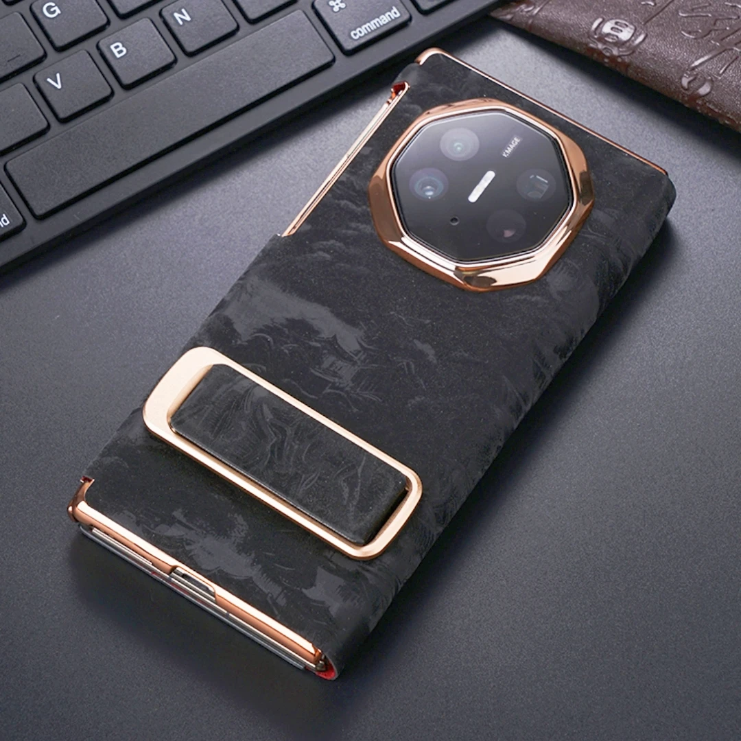 适用华为MateXT三折叠屏保护套腕带旋转支架山河图翻盖手机皮套