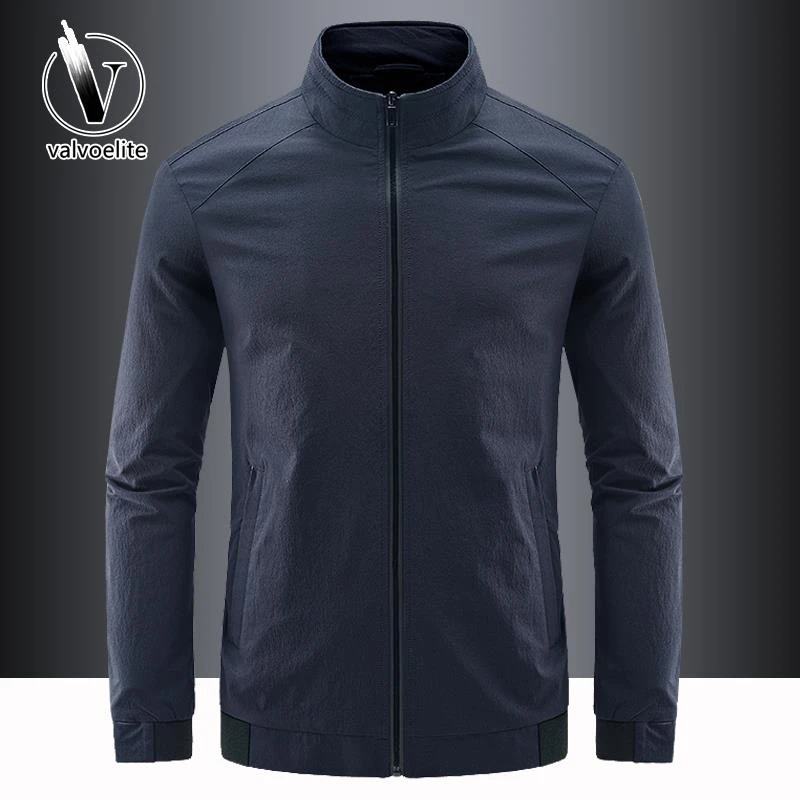 VALVOELITE春秋立领夹克男薄款商务休闲百搭宽松大码简约运动外套