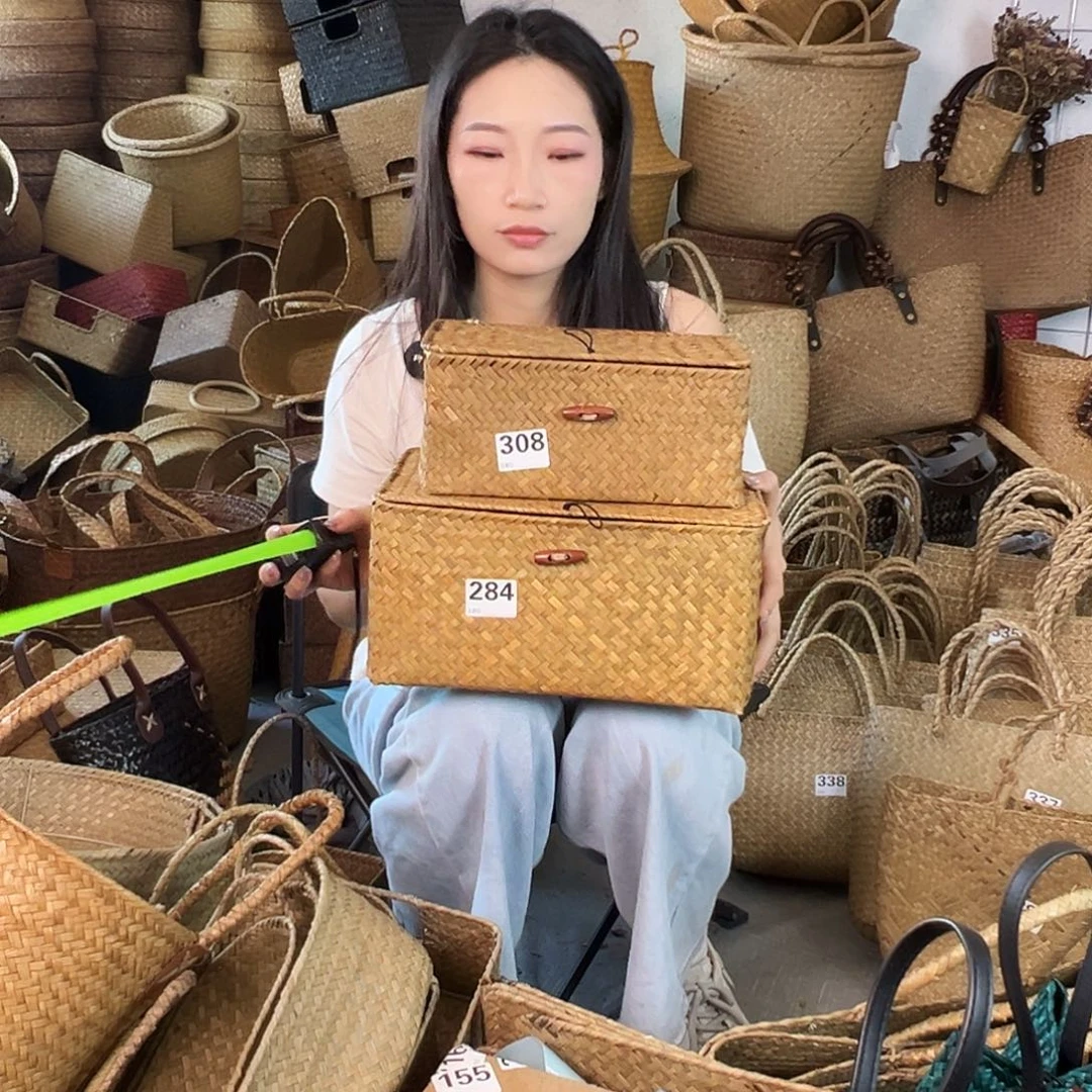 编织带草编包/草编收纳盒微瑕疵